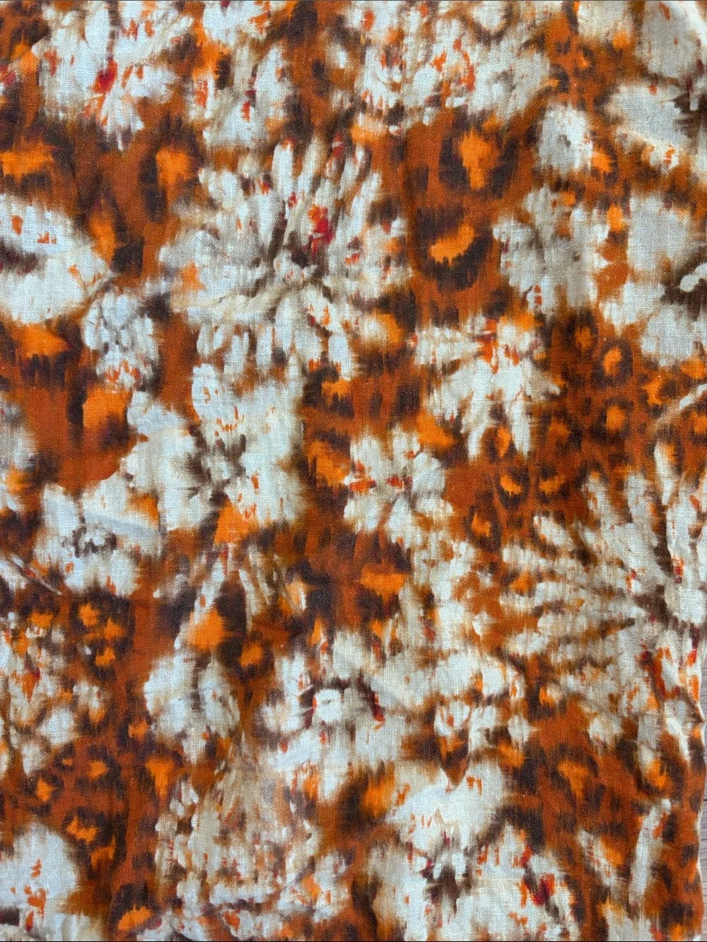 Women's Orange Leopard Floral Linen Blend Pants